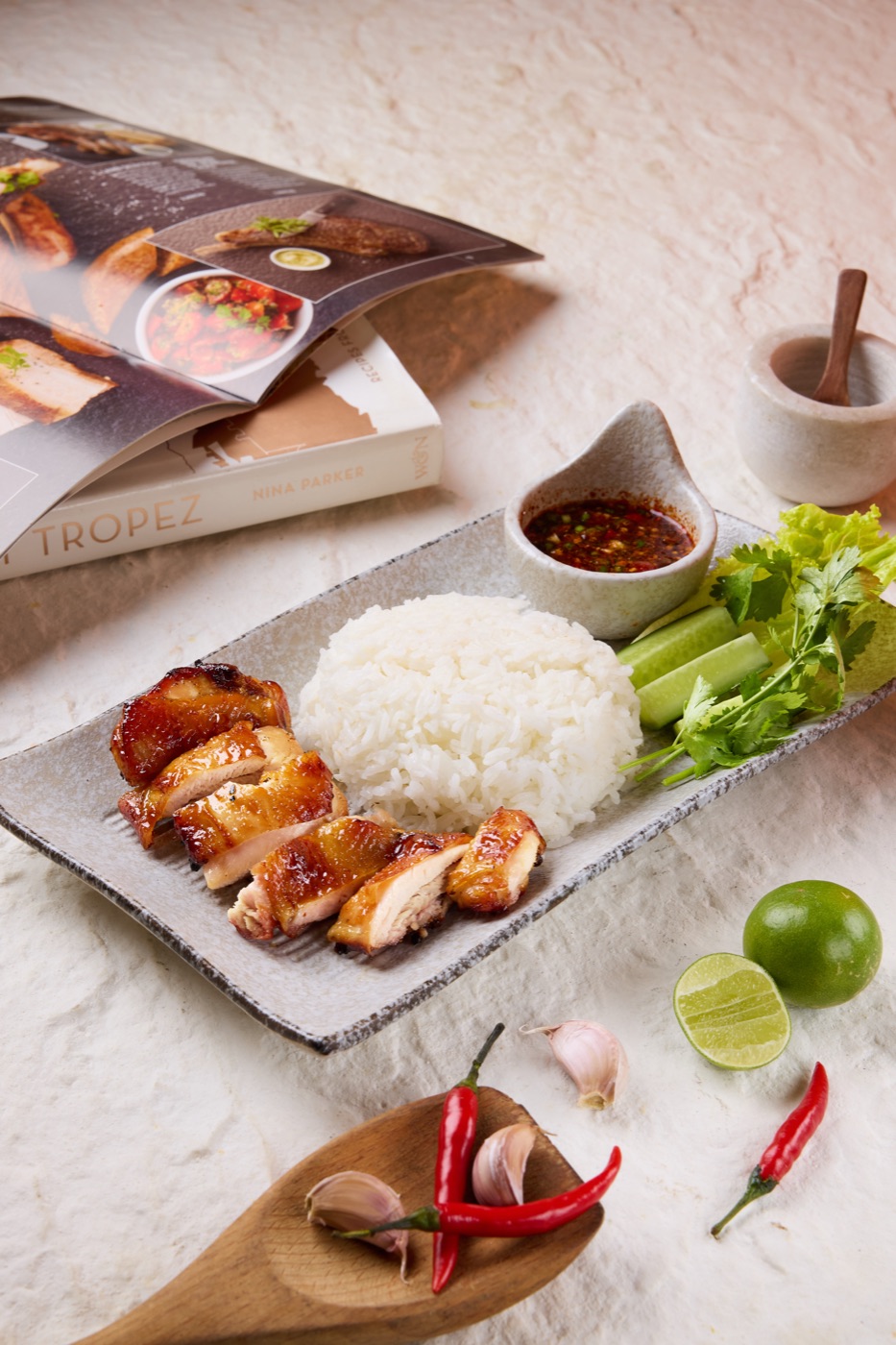 ข้าวไก่ย่าง — Grilled Chicken Rice