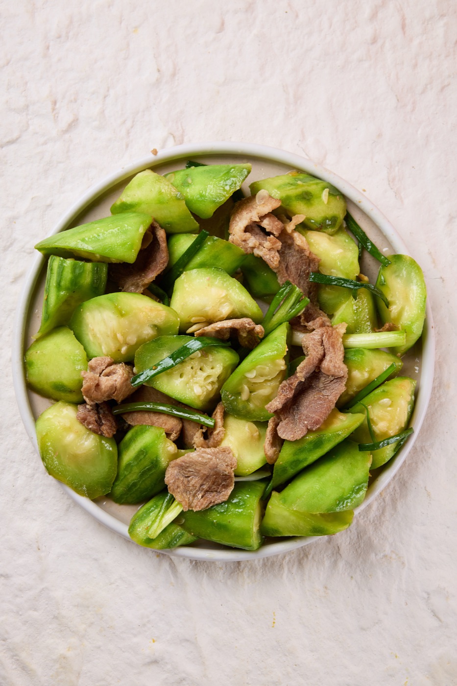 บวบผัดหมู — Stir-fried Luffa with Pork
